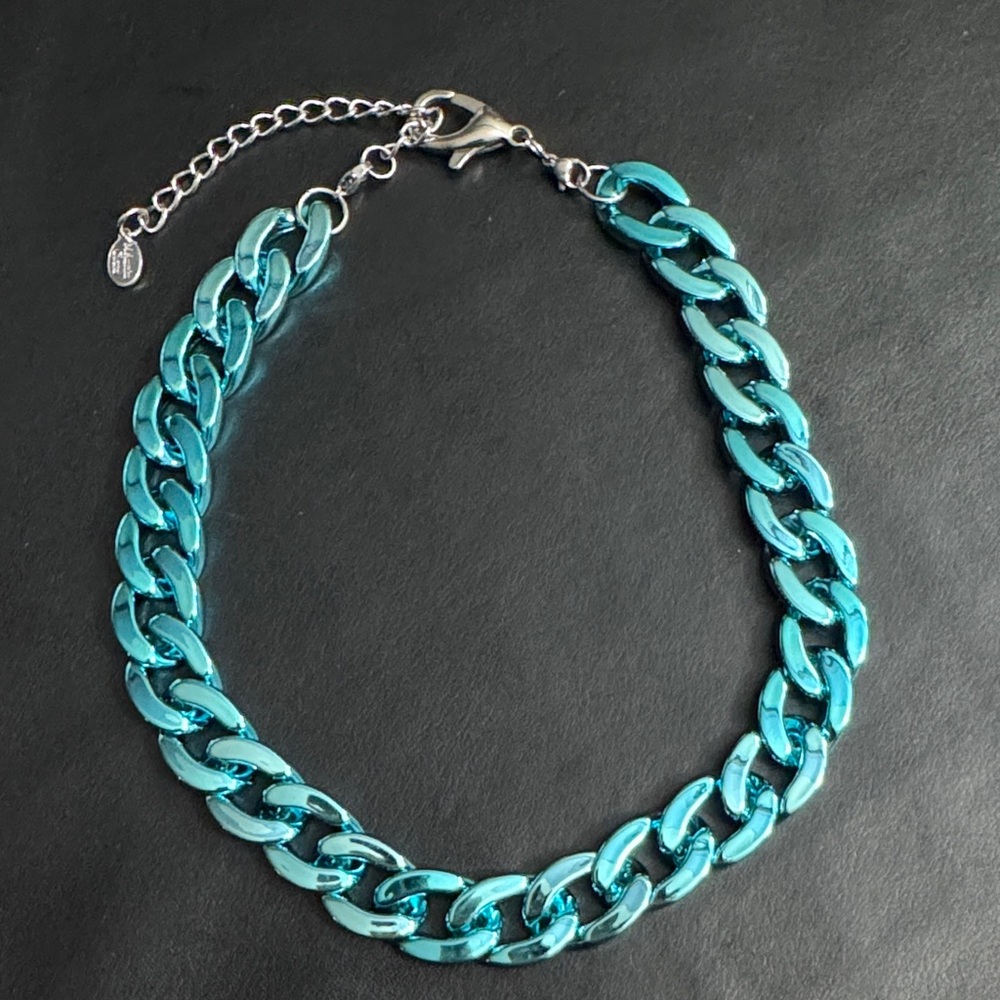 Chunky light weight pale aqua chain necklace by MELANIA Clara & BAR by Alexa Rae